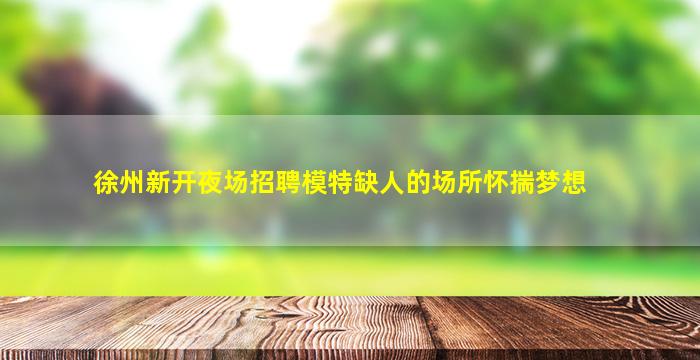 徐州新开夜场招聘模特缺人的场所怀揣梦想